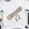Graduation diploma symbolized by a traditional paper scroll icon in vector format.