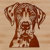 Large Breed Dog Vector Silhouette A large breed dog with a distinctive head shape, suitable as a vector design element for personal or commercial projects.