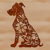 Friendly Garden Companion A sitting Great Dane breed dog in a garden surrounded by flowers.