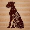 Great Dane in Floral Setting SVG Clip Art Large breed dog sitting in a floral setting, suitable for vector design projects.