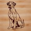 Vector Dog Silhouette in Blue Tone Large breed dog sitting on the floor, illustrated in vector style for easy editing and customization.