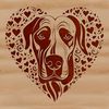 Gentle Giant SVG A large breed dog with a gentle expression and heart symbols surrounding its head.