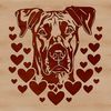 Lovable Giant Dog Illustration Large breed dog illustration with loving hearts incorporated into its design.