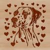 Great Dane Breed Dog Icon A large breed dog's head, depicted in a simple vector design with red and pink heart symbols.