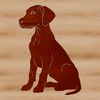 Large breed dog sitting on the floor, depicted as a vector illustration.