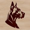 Gentle Giant Great Dane Profile An illustration of a Great Dane in profile, showcasing its large size and gentle appearance.