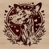Beautiful Dog Illustration with Love Hearts A stylized illustration of a Great Dane's head with ornate love hearts surrounding its features.