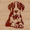 Beautiful Great Dane Dog Illustration A large breed dog sitting on the floor with its ears hanging down.