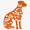 Ornate Sitting Dog Clip Art - SVG