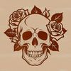 Gothic Skull Design with Floral Accents A decorative gothic-style skull design with intricate details and floral accents.