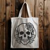 Free Stylized Skull Design A stylized Gothic-style skull design with intricate details, suitable for various creative projects.