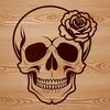 Elegant Gothic Style Skull SVG A vector illustration of a detailed Gothic-style skull adorned with floral elements.