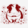 Floral Friends SVG Design A cute, cartoon-style Guinea Pig illustration with floral elements in the background.