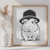 Adorable Guinea Pig Wearing a Fancy Hat A cute guinea pig wearing a hat, depicted in vector art style.