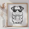 Fashionable Furry Friend A cartoon Guinea Pig wearing fashionable sunglasses with a playful expression.
