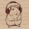 Rodent Rockstar Clip Art A cute, domesticated rodent sitting on a pair of headphones, suitable for clip art or vector design projects.