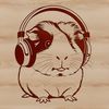 Free Guinea Pig Illustration with Headphones A cute illustration of a guinea pig wearing headphones.