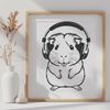 Cute Guinea Pig in Headphones Cartoon A cartoon guinea pig wearing headphones in a digital vector format.