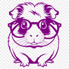 Cute Guinea Pig Silhouette with Reading Glasses A cartoon guinea pig wearing glasses on a vector background.