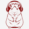 Guinea Pig in Headphones SVG Clip Art A cute guinea pig wearing headphones, suitable for personal use in crafting projects.