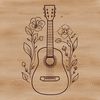 Intricate Guitar Design for Cutting Machines A vector graphic design of a guitar with intricate details suitable for cutting machines or laser cutters.