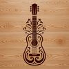 Detailed Guitar Clip Art A detailed illustration of a guitar with intricate ornamentation.