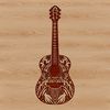 Musical Instrument Art A detailed illustration of a guitar with intricate carvings and ornate details.