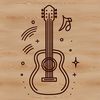 Minimal Guitar Design SVG A simple line drawing of a guitar with minimal details, suitable for music-related designs.