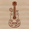 Floral Music Motif Vector Art A stylized vector illustration of a guitar with floral motifs, designed for music-themed projects.