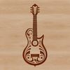 Detailed Guitar SVG File Download A detailed, ornate illustration of a guitar, suitable for use in music-related projects.