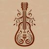 Music Instrument Clip Art A detailed illustration of a guitar with intricate details, suitable for graphic design projects.