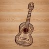 Free Decorative Guitar Clip Art A decorative guitar illustration with intricate details, suitable for crafting or design projects.