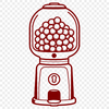 Colorful Vintage Gumball Machine Illustration A colorful illustration of a vintage-style gumball machine in a simple 2D design.