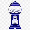 Colorful Gumball Dispenser Illustration A colorful gumball machine with a clear glass window and metal details.