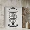 Whimsical Classic Gumball Dispenser SVG Design A 3D vector illustration of a classic gumball machine with colorful balls spilling out.