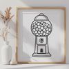 Classic Gumball Machine Design A colorful illustration of a classic gumball machine with spinning wheels and gum-filled dispensers.