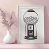 Colorful Retro Gumball Machine SVG A digital illustration of a colorful gumball machine with a transparent background.