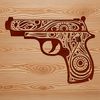 High-Resolution Handgun Clip Art SVG File Vector illustration of a handgun in various formats including PDF, DXF, and PNG.