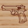 A detailed graphic illustration of a handgun, suitable for cutting machines like Cricut or laser cutters.