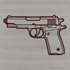A stylized illustration of a pistol in vector format.