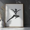 Young Gymnast in Motion on Balance Beam A young female gymnast in motion, performing a series of acrobatic moves on a balance beam.