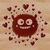 Cute monster design featuring love hearts and Halloween theme.