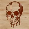 Free Halloween Clipart: Dripping Skull Design A gothic-themed SVG vector design featuring a dripping skull with intricate details.