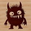 An illustrated monster with a cute expression.