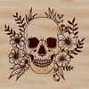 A detailed skull design with intricate details, suitable for vector art projects and designs.
