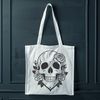 A stylized illustration of a skull adorned with a gothic rose motif, suitable for use in digital designs.