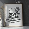 Spooky Decor Illustration A detailed illustration of a Gothic-style skull, featuring intricate designs.
