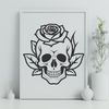 Beautiful Skull Clip Art Vector Image A stylized, detailed illustration of a Gothic-style skull with intricate designs and patterns.