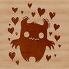 A cartoon monster with love hearts surrounded by a bold outline, ideal for vector art designs.