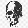 Free Halloween Artwork A detailed gothic-style illustration of a skull with dripping details.